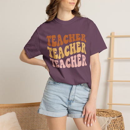Teacher Comfort Colors Retro Shirt, Wavy Text Shirt, Teacher Wavy Text Shirt, Teacher Shirt, Gift For Teacher, In My Era Shirt