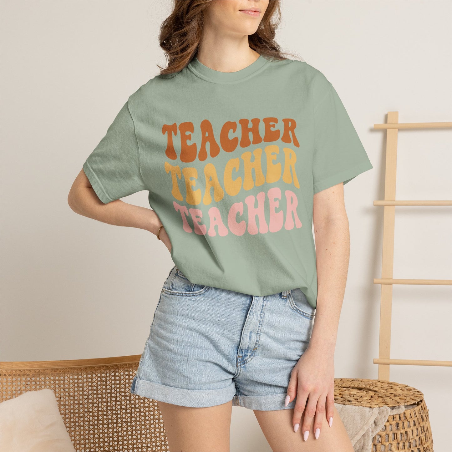 Teacher Comfort Colors Retro Shirt, Wavy Text Shirt, Teacher Wavy Text Shirt, Teacher Shirt, Gift For Teacher, In My Era Shirt