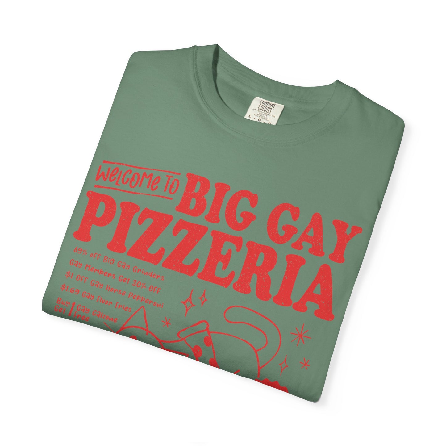 Comfort Colors Pride Shirt, Gay Shirt, LGBTQ Shirt, Lesbian Shirt, Inclusive Shirt, Trans Shirt, Cat Shirt, Subtle Gay, Big Gay Pizzeria Tee