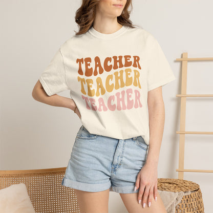 Teacher Comfort Colors Retro Shirt, Wavy Text Shirt, Teacher Wavy Text Shirt, Teacher Shirt, Gift For Teacher, In My Era Shirt