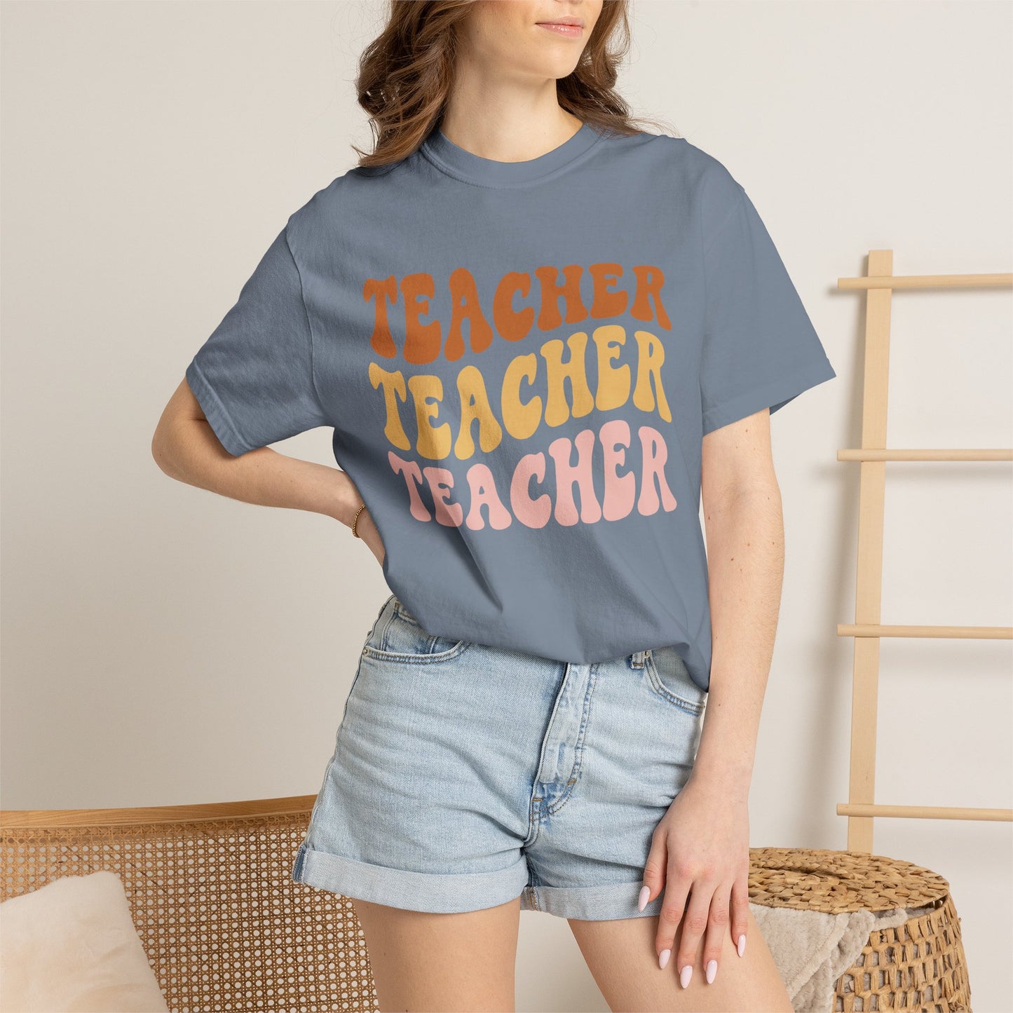 Teacher Comfort Colors Retro Shirt, Wavy Text Shirt, Teacher Wavy Text Shirt, Teacher Shirt, Gift For Teacher, In My Era Shirt