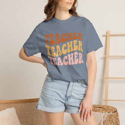 Teacher Comfort Colors Retro Shirt, Wavy Text Shirt, Teacher Wavy Text Shirt, Teacher Shirt, Gift For Teacher, In My Era Shirt