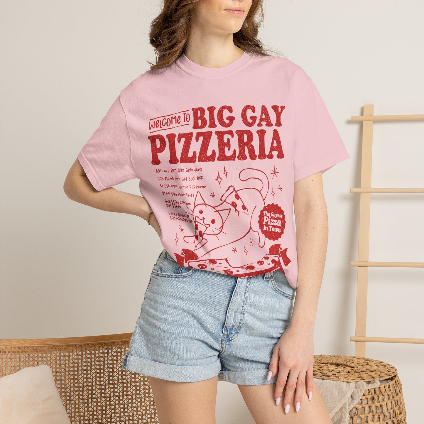Comfort Colors Pride Shirt, Gay Shirt, LGBTQ Shirt, Lesbian Shirt, Inclusive Shirt, Trans Shirt, Cat Shirt, Subtle Gay, Big Gay Pizzeria Tee