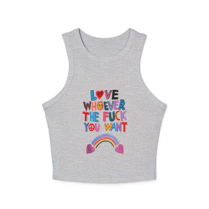 Pride Tank Top, LGBTQ Micro Rib Racer Tank Top, Trans Shirt, Inclusive Tee, Transgender Tee, Equality Tee, Love Whoever TF You Want