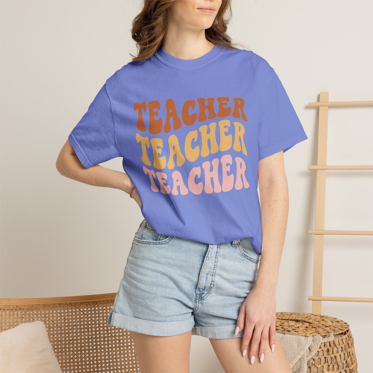 Teacher Comfort Colors Retro Shirt, Wavy Text Shirt, Teacher Wavy Text Shirt, Teacher Shirt, Gift For Teacher, In My Era Shirt