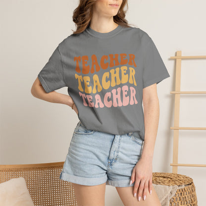 Teacher Comfort Colors Retro Shirt, Wavy Text Shirt, Teacher Wavy Text Shirt, Teacher Shirt, Gift For Teacher, In My Era Shirt
