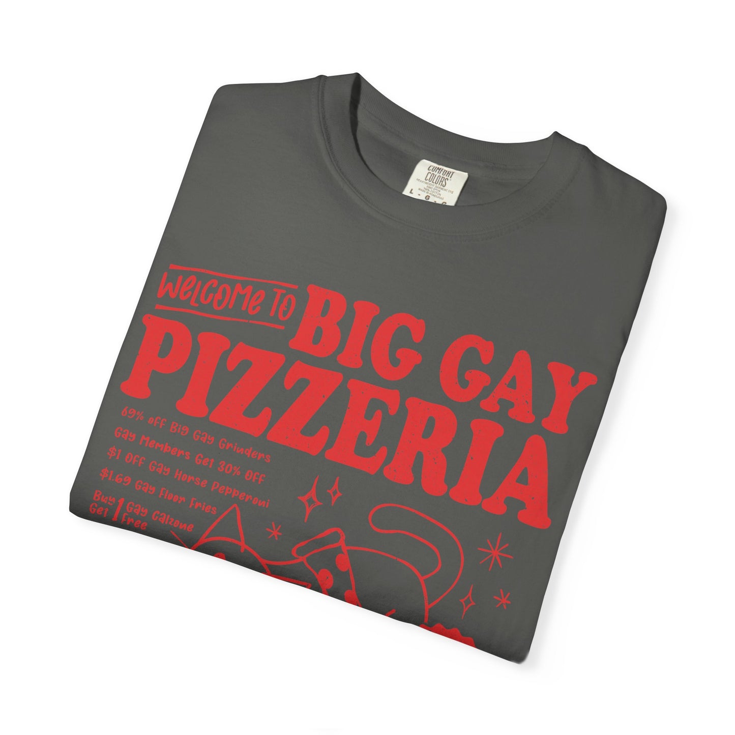 Comfort Colors Pride Shirt, Gay Shirt, LGBTQ Shirt, Lesbian Shirt, Inclusive Shirt, Trans Shirt, Cat Shirt, Subtle Gay, Big Gay Pizzeria Tee