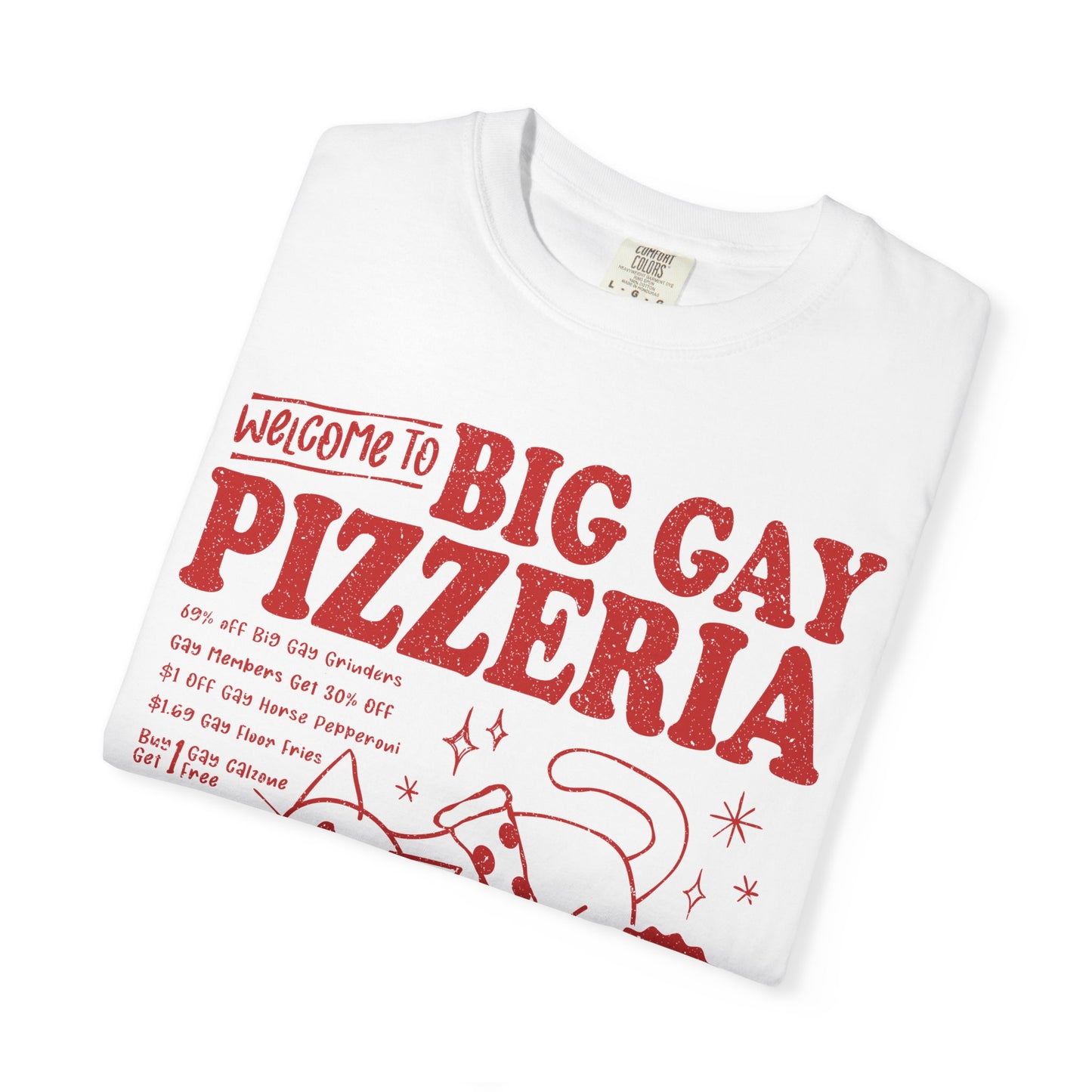 Comfort Colors Pride Shirt, Gay Shirt, LGBTQ Shirt, Lesbian Shirt, Inclusive Shirt, Trans Shirt, Cat Shirt, Subtle Gay, Big Gay Pizzeria Tee