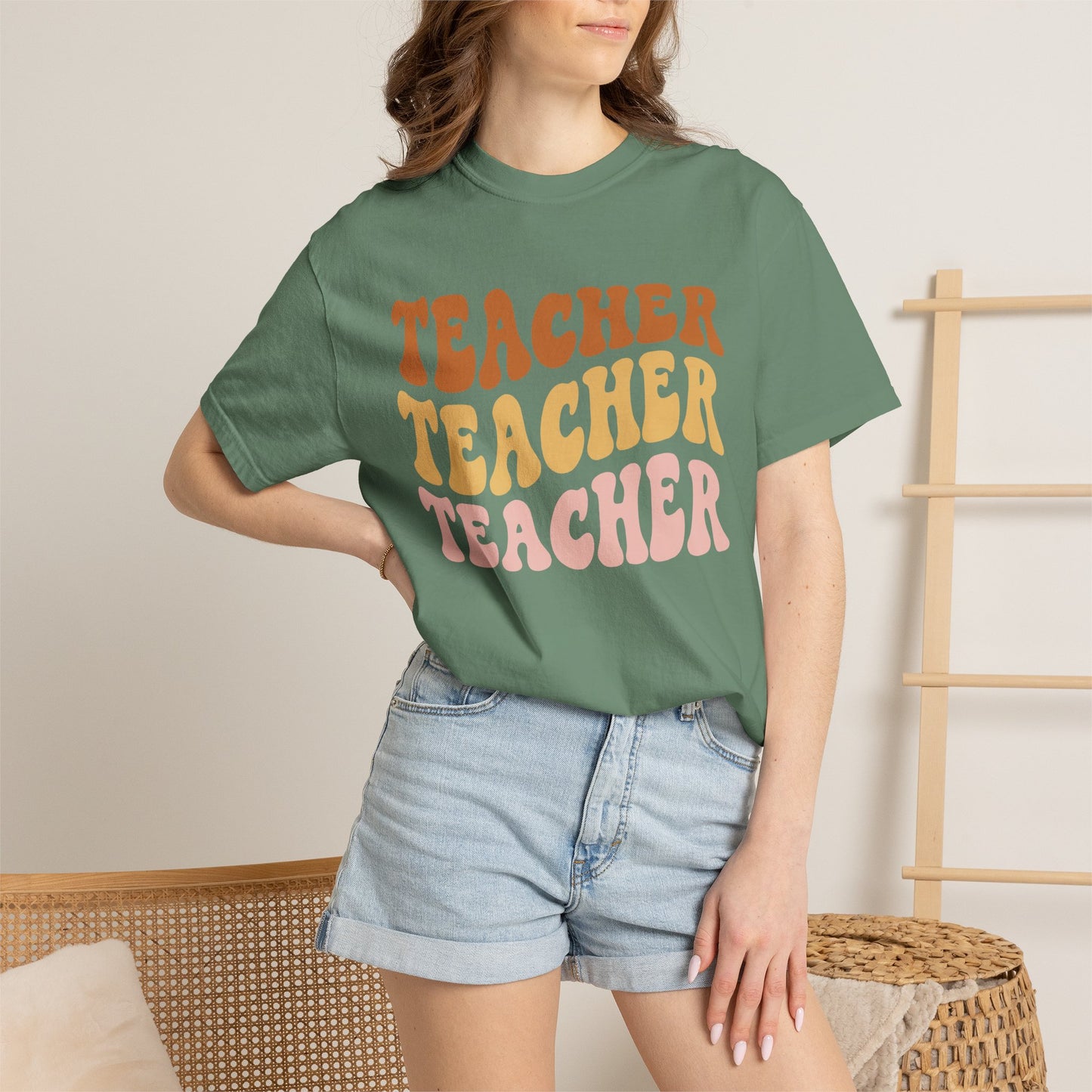 Teacher Comfort Colors Retro Shirt, Wavy Text Shirt, Teacher Wavy Text Shirt, Teacher Shirt, Gift For Teacher, In My Era Shirt