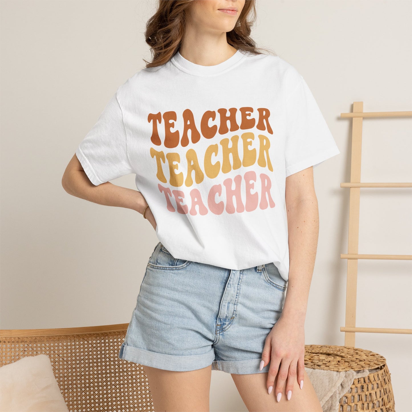 Teacher Comfort Colors Retro Shirt, Wavy Text Shirt, Teacher Wavy Text Shirt, Teacher Shirt, Gift For Teacher, In My Era Shirt
