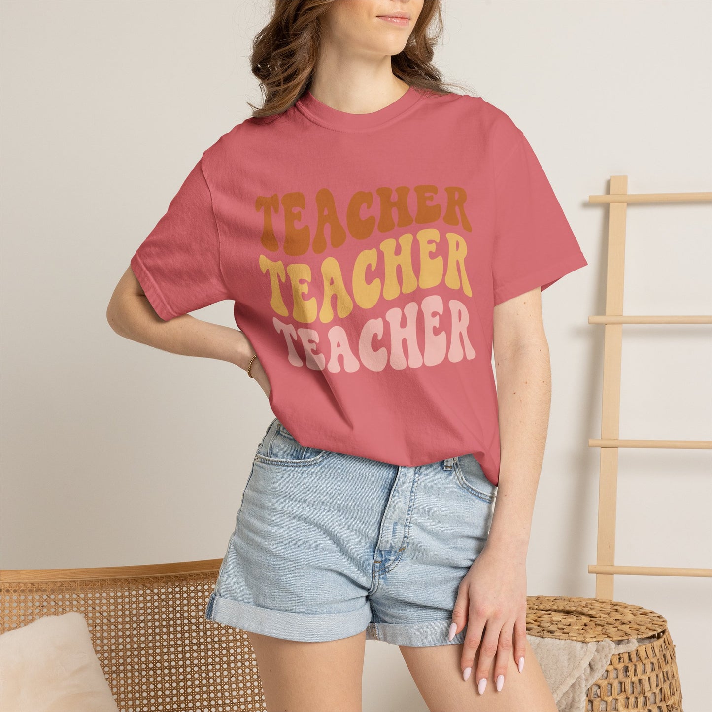 Teacher Comfort Colors Retro Shirt, Wavy Text Shirt, Teacher Wavy Text Shirt, Teacher Shirt, Gift For Teacher, In My Era Shirt