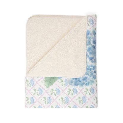 Baby Milestone Hydrangea Bows Fleece Sherpa Blanket