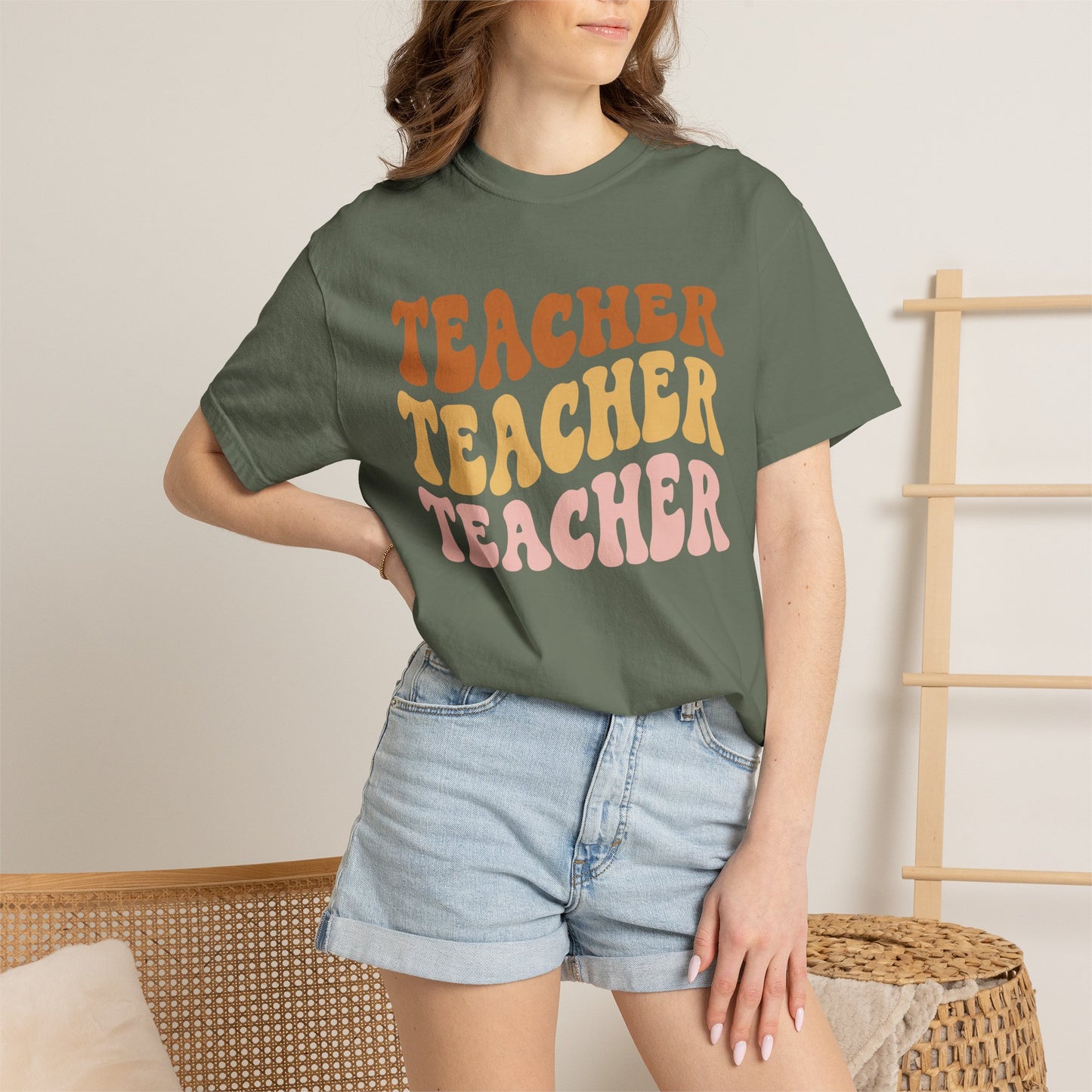 Teacher Comfort Colors Retro Shirt, Wavy Text Shirt, Teacher Wavy Text Shirt, Teacher Shirt, Gift For Teacher, In My Era Shirt