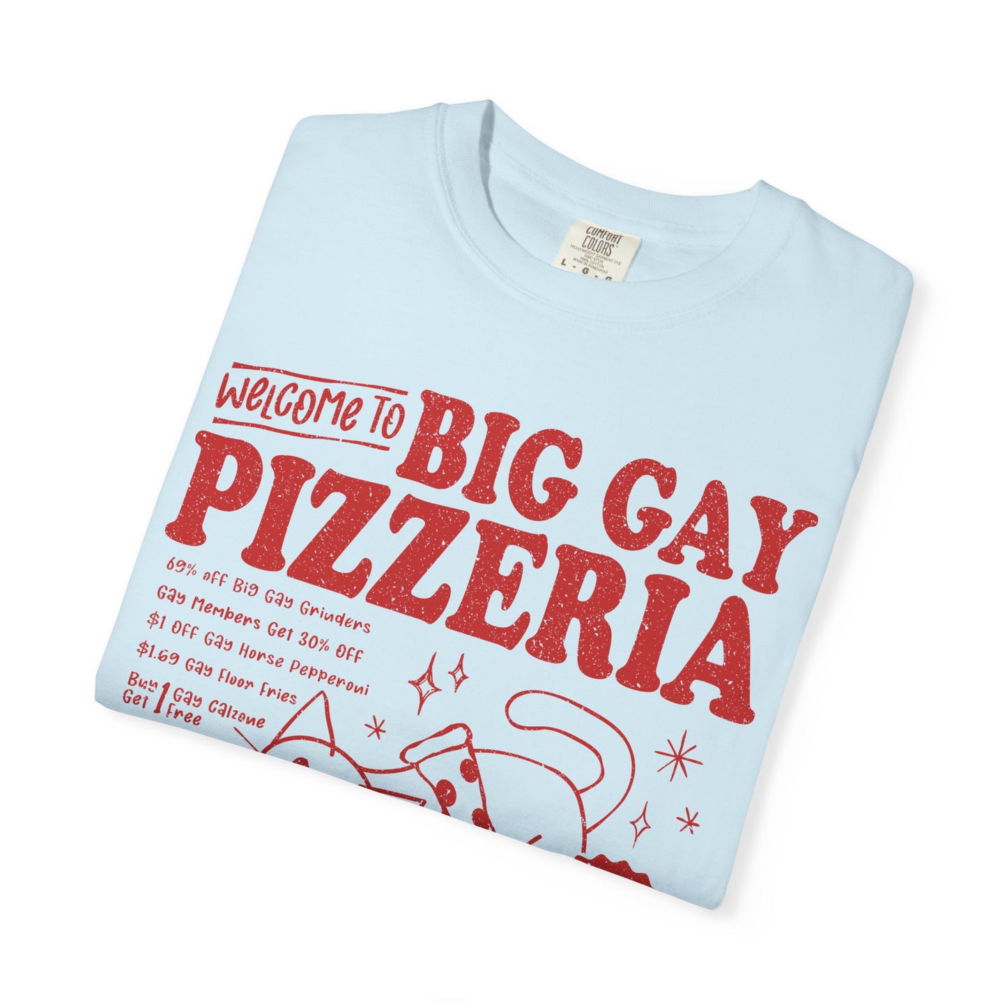 Comfort Colors Pride Shirt, Gay Shirt, LGBTQ Shirt, Lesbian Shirt, Inclusive Shirt, Trans Shirt, Cat Shirt, Subtle Gay, Big Gay Pizzeria Tee