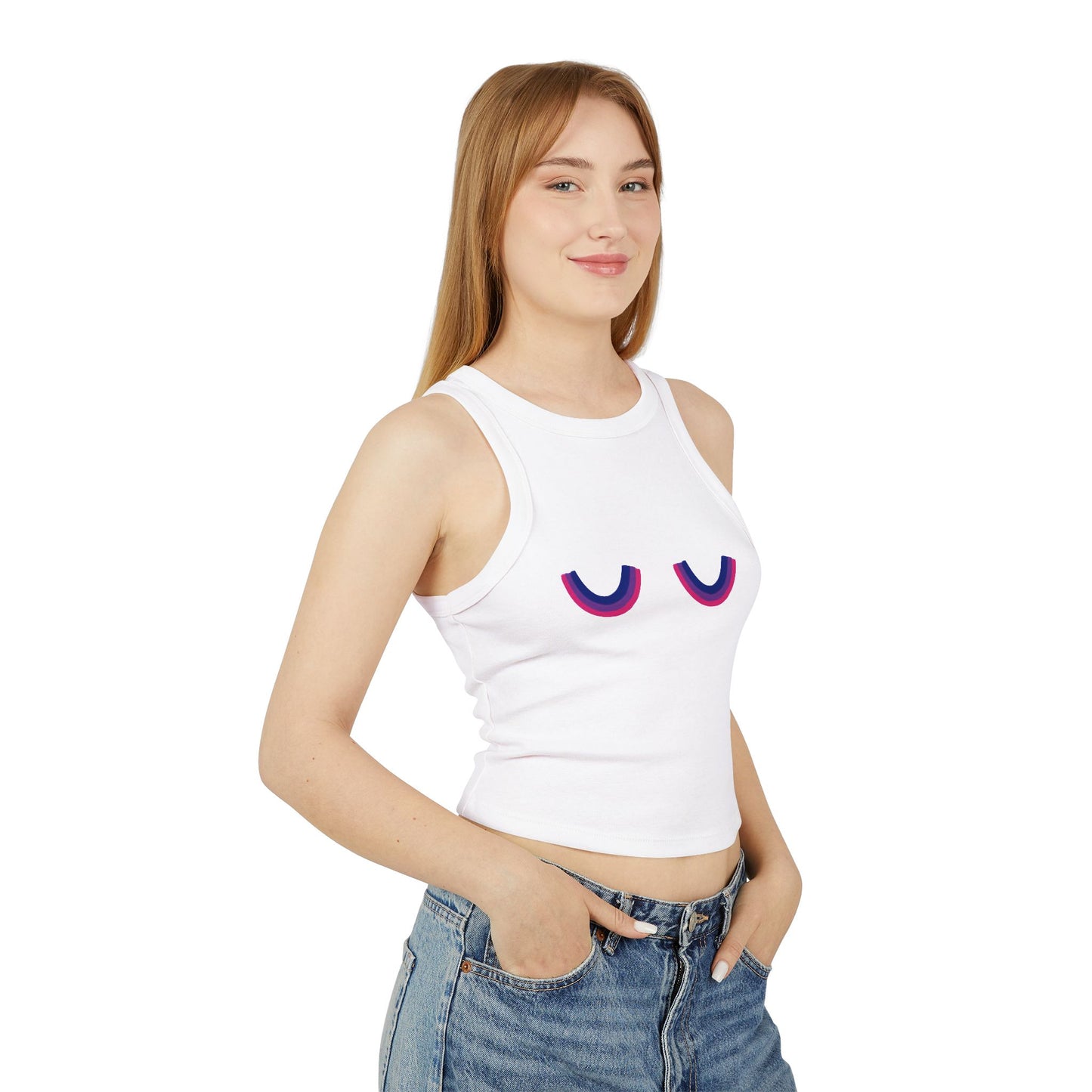 Pride Tank Top, LGBTQ Bisexual Micro Rib Racer Tank Top, Trans Shirt, Inclusive Tee, Transgender Tee, Equality Tee, Bisexual Rainbow Crop