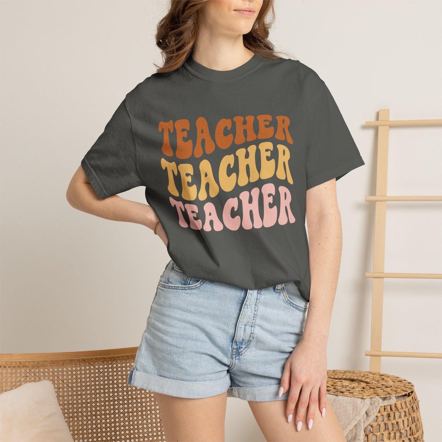 Teacher Comfort Colors Retro Shirt, Wavy Text Shirt, Teacher Wavy Text Shirt, Teacher Shirt, Gift For Teacher, In My Era Shirt
