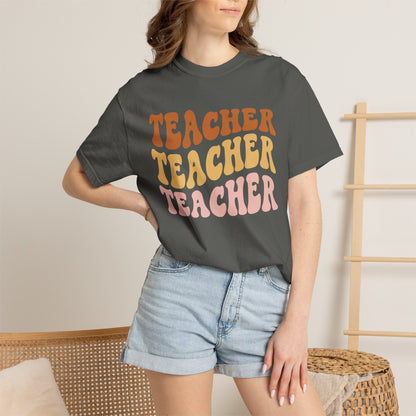Teacher Comfort Colors Retro Shirt, Wavy Text Shirt, Teacher Wavy Text Shirt, Teacher Shirt, Gift For Teacher, In My Era Shirt