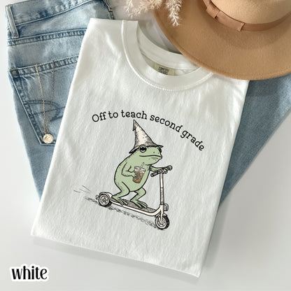 Comfort Colors® Second Grade Shirt 2nd Grade Teacher Back to School T-shirt Silly Off To Teach Frog Iced Coffee Tee Cute Elementary Teacher
