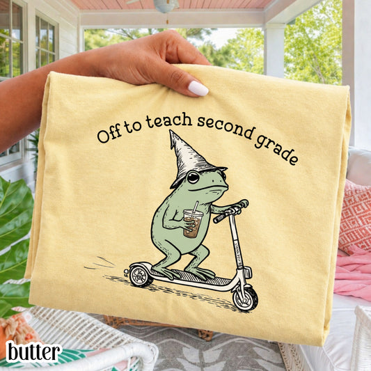 Comfort Colors® Second Grade Shirt 2nd Grade Teacher Back to School T-shirt Silly Off To Teach Frog Iced Coffee Tee Cute Elementary Teacher