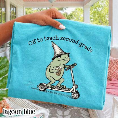 Comfort Colors® Second Grade Shirt 2nd Grade Teacher Back to School T-shirt Silly Off To Teach Frog Iced Coffee Tee Cute Elementary Teacher