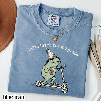 Comfort Colors® Second Grade Shirt 2nd Grade Teacher Back to School T-shirt Silly Off To Teach Frog Iced Coffee Tee Cute Elementary Teacher