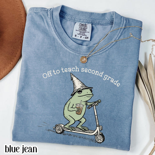 Comfort Colors® Second Grade Shirt 2nd Grade Teacher Back to School T-shirt Silly Off To Teach Frog Iced Coffee Tee Cute Elementary Teacher