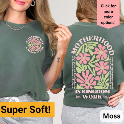 Motherhood Is Kingdom Work Shirt, Pink Christian Mom Shirt, Mother's Day Shirt, Mother Gift, Retro Christian Mom Shirt, religious motherhood