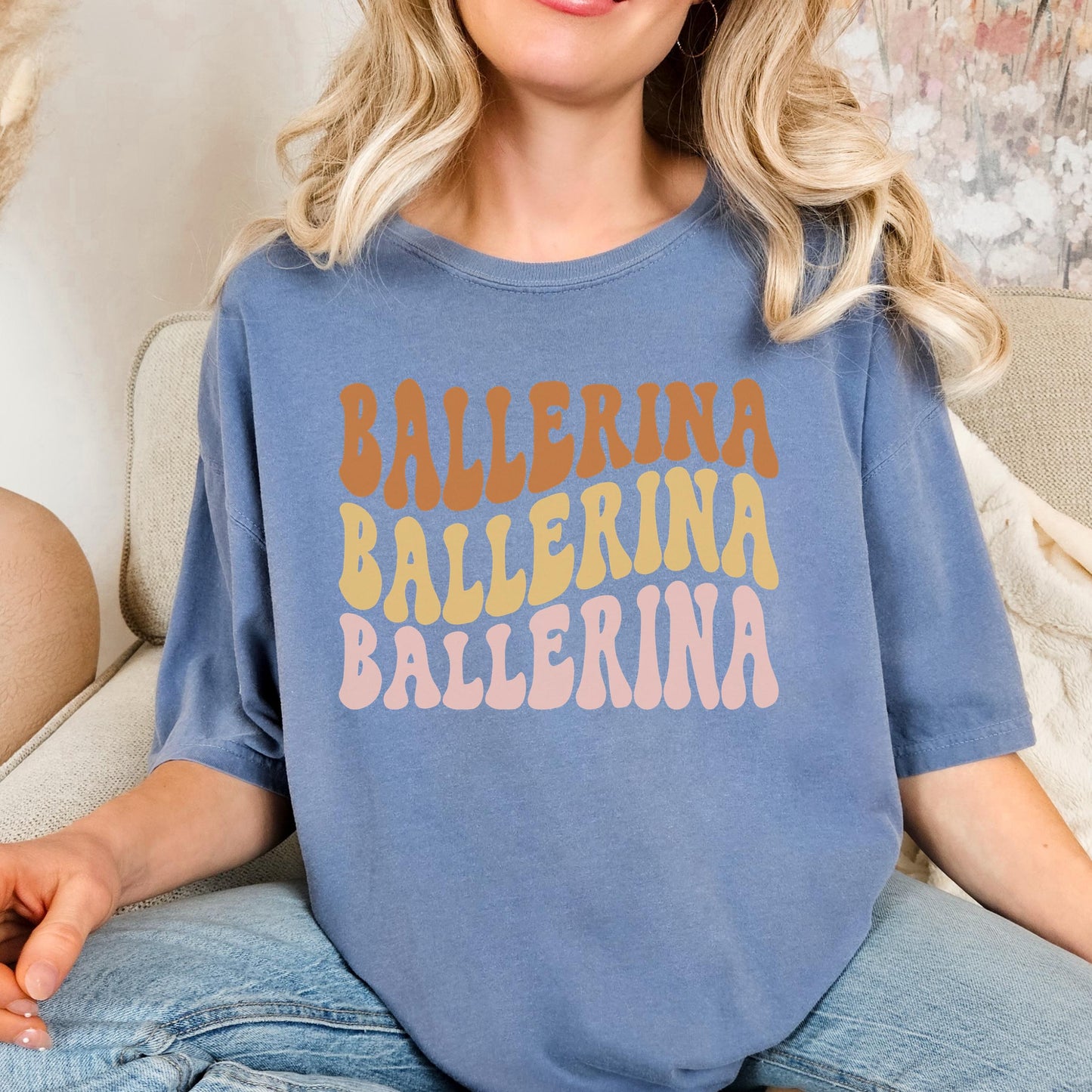 Ballerina Comfort Colors Retro Shirt, Wavy Text Shirt, Ballet Wavy Text Shirt, Ballet Instructor Shirt, Gift For Dance Teacher