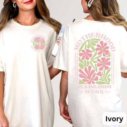Motherhood Is Kingdom Work Shirt, Pink Christian Mom Shirt, Mother's Day Shirt, Mother Gift, Retro Christian Mom Shirt, religious motherhood