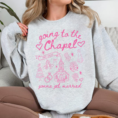 Doodle Coquette Wedding Bride Sweater, Personalized Going to the Chapel Gonna Get Married Sweater, Bachelorette Sweater, Bow Sweater
