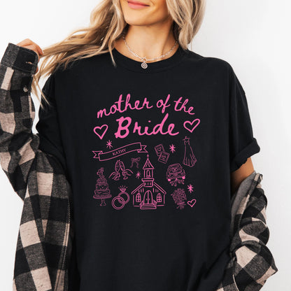 Mother of the Bride Comfort Colors Shirt, Personalized Going to the Chapel Gonna Get Married Shirt, Doodle Coquette Wedding Bride Tshirt