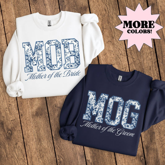 Toile De Jouy Mother of the Bride Sweatshirt, MOB Shirts, Getting Ready Bridal Party Outfit, Floral Bride Mom Gift, Coquette Mama Sweater