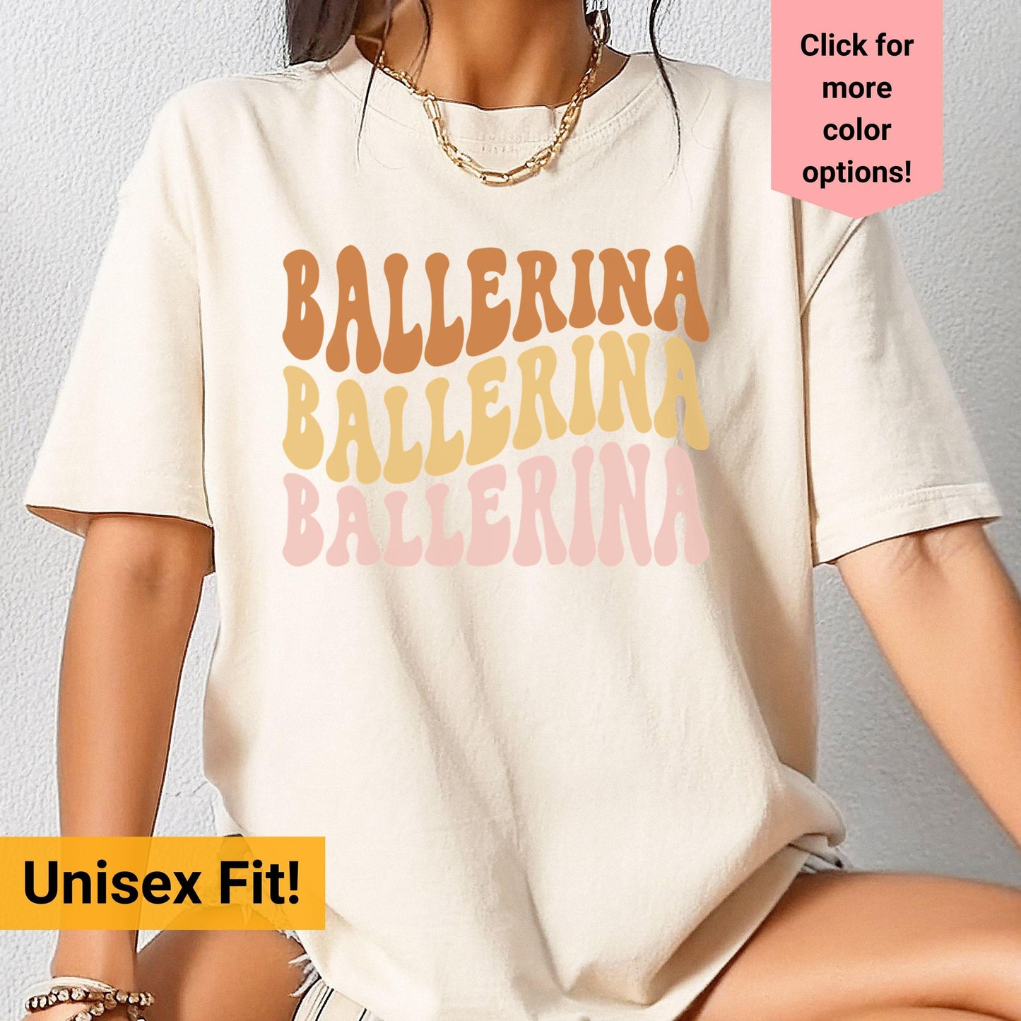 Ballerina Comfort Colors Retro Shirt, Wavy Text Shirt, Ballet Wavy Text Shirt, Ballet Instructor Shirt, Gift For Dance Teacher
