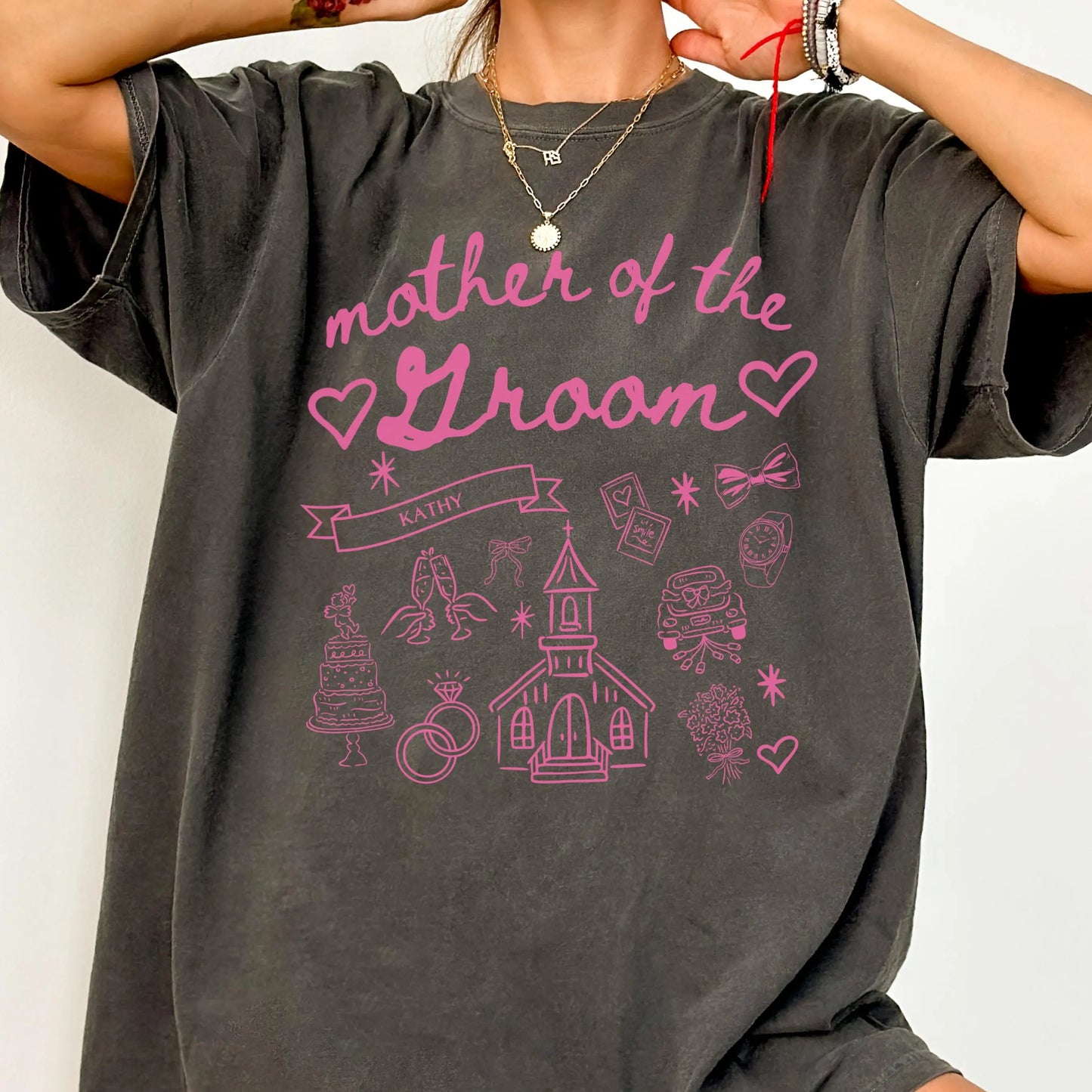Mother of the Groom Comfort Colors Shirt, Personalized Going to the Chapel Gonna Get Married Shirt, Doodle Coquette Wedding Bride Tshirt