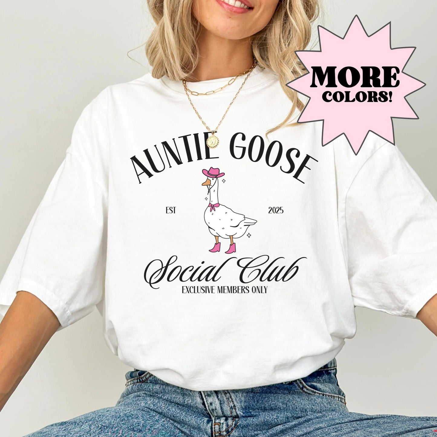 Auntie Shirt, Aunt Shirt, Aunt Gift, Cowgirl Western Auntie Goose on the Loose Shirt, Cool Aunts Club, Pregnancy Announcement, Gift for Aunt