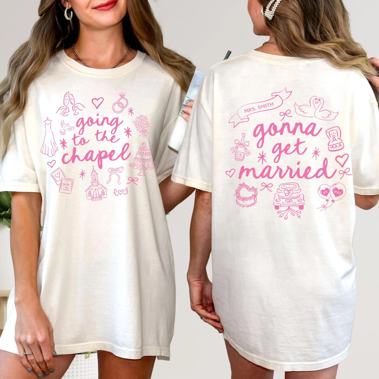 Comfort Colors Bride Shirt, Personalized Going to the Chapel Gonna Get Married Shirt, Wedding Shirt, Custom Bride Shirt, Last Name Shirt
