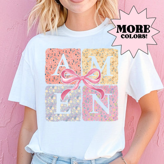 Comfort Colors Christian Shirt, Mama and Mini Shirt, Mommy Me Easter Shirt, Amen Shirt, Bow Shirt, Floral Christian Shirt, Mommy And Me
