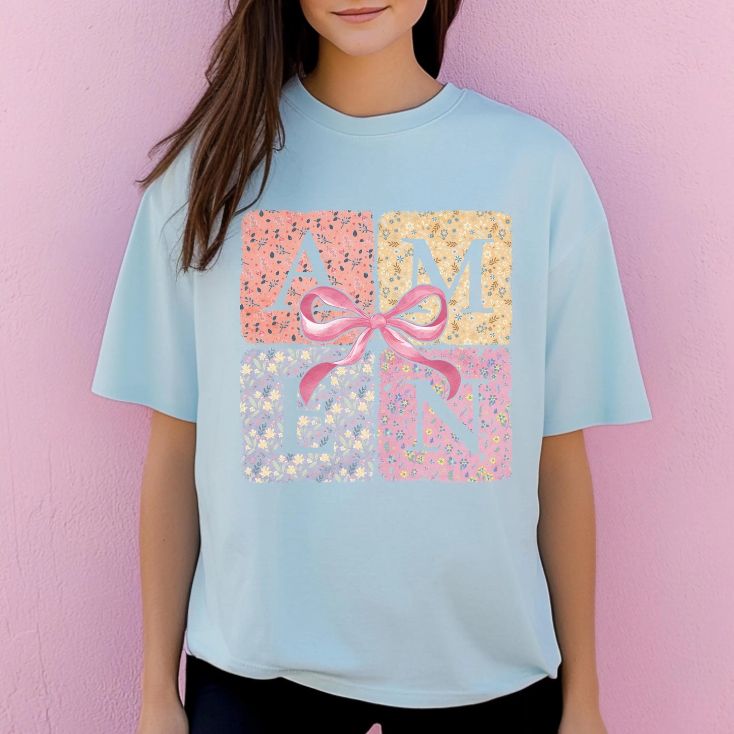Comfort Colors Christian Shirt, Mama and Mini Shirt, Mommy Me Easter Shirt, Amen Shirt, Bow Shirt, Floral Christian Shirt, Mommy And Me