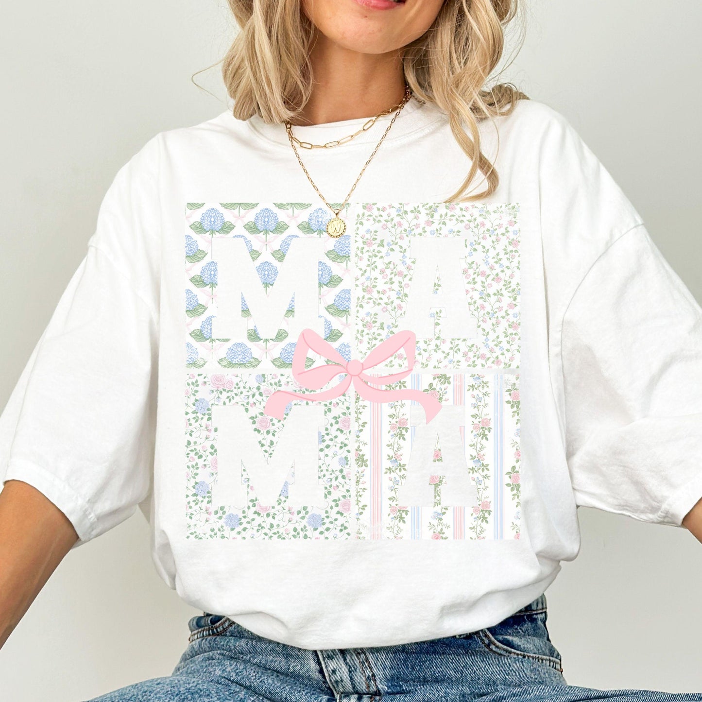 Mama Shirt, Bow Flower Mommy Me, Mama Mini Matching Shirts, Floral Mama Shirt, Mothers Day Gift, Roses Shirt, Comfort Colors, Gift for Mom