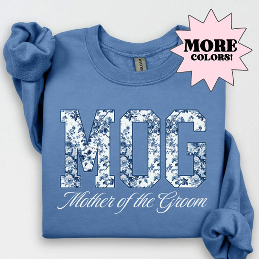 Toile De Jouy Mother of the Groom Sweatshirt, MOG Shirts, Getting Ready Bridal Party Outfit, Groom Mom Gift, Coquette Mama Sweater
