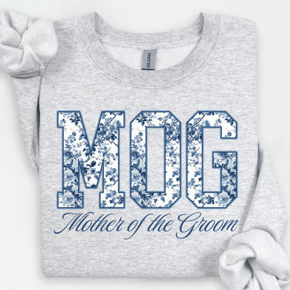 Toile De Jouy Mother of the Groom Sweatshirt, MOG Shirts, Getting Ready Bridal Party Outfit, Groom Mom Gift, Coquette Mama Sweater