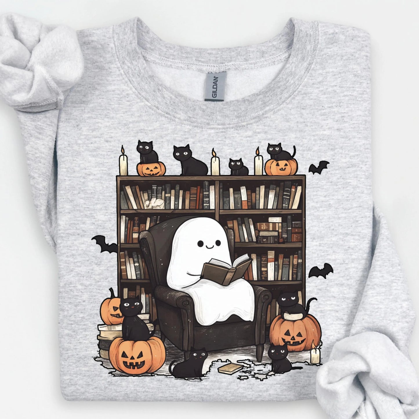 Ghost Reading Books Sweatshirt, Librarian Ghost Halloween, Halloween Teacher Sweatshirt, Halloween Shirt, Teacher Gift, Retro Boo School