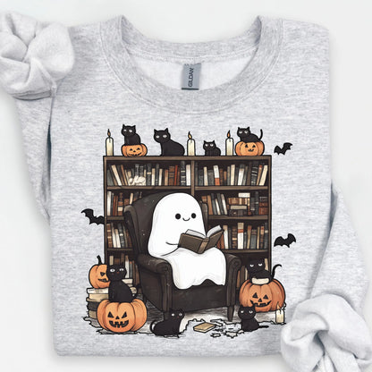 Ghost Reading Books Sweatshirt, Librarian Ghost Halloween, Halloween Teacher Sweatshirt, Halloween Shirt, Teacher Gift, Retro Boo School