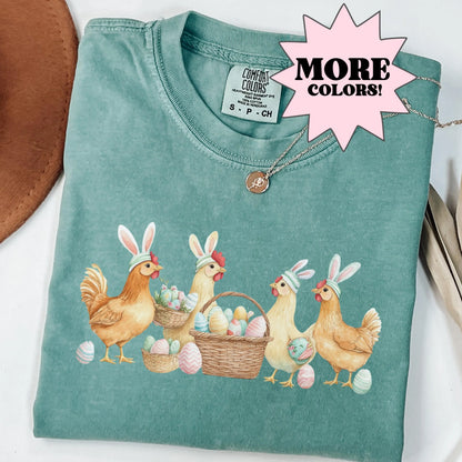 Easter Chickens Shirt Comfort Colors Cute Chicken Shirt Easter Shirt Chicken Lover Easter Gift Easter Graphic Tee Mom Easter Gift