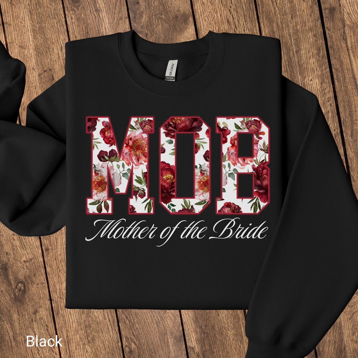 Mother of the Bride Sweatshirt, MOB Shirts, Red Floral Wedding, Floral Bride Mom Gift, Mama Sweater, MOB gift, Bridal Party Sweater