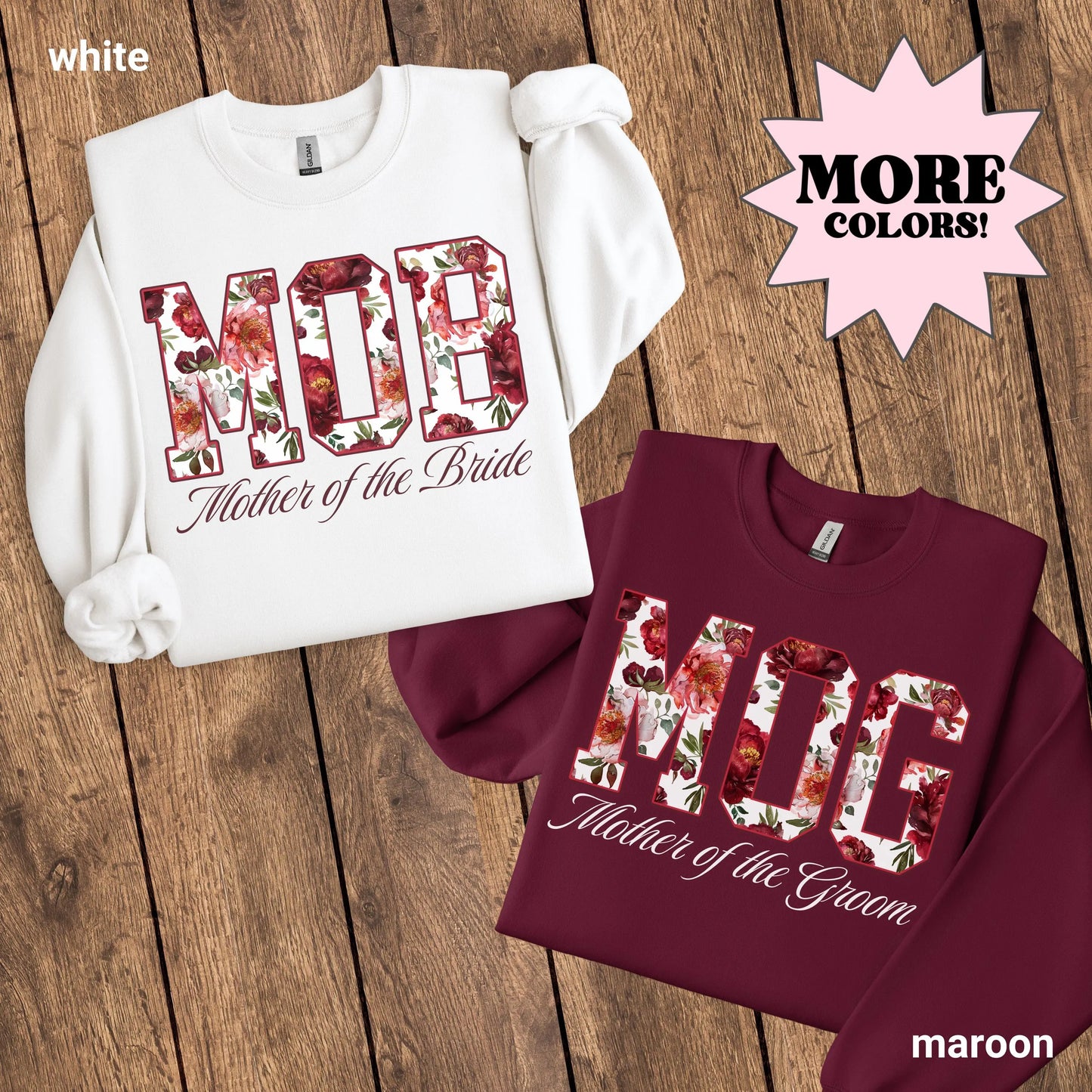 Mother of the Bride Sweatshirt, MOB Shirts, Red Floral Wedding, Floral Bride Mom Gift, Mama Sweater, MOB gift, Bridal Party Sweater