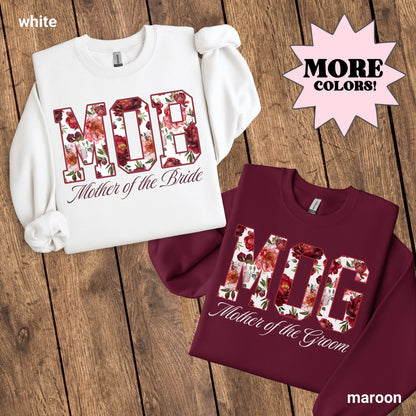 Mother of the Bride Sweatshirt, MOB Shirts, Red Floral Wedding, Floral Bride Mom Gift, Mama Sweater, MOB gift, Bridal Party Sweater