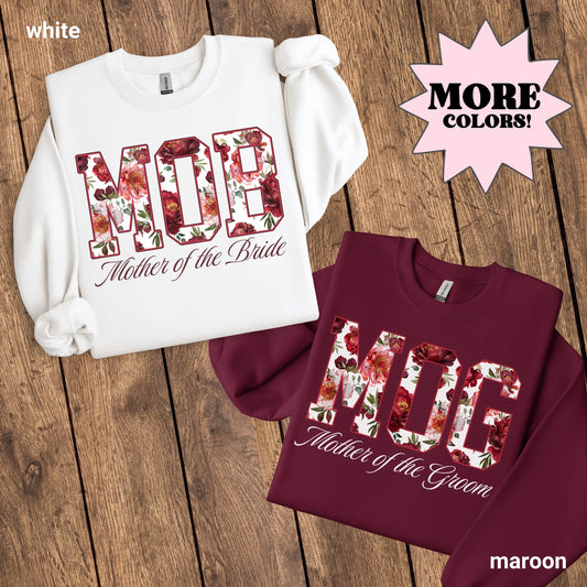 Mother of the Bride Sweatshirt, MOB Shirts, Red Floral Wedding, Floral Bride Mom Gift, Mama Sweater, MOB gift, Bridal Party Sweater