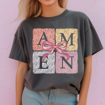 Comfort Colors Christian Shirt, Mama and Mini Shirt, Mommy Me Easter Shirt, Amen Shirt, Bow Shirt, Floral Christian Shirt, Mommy And Me