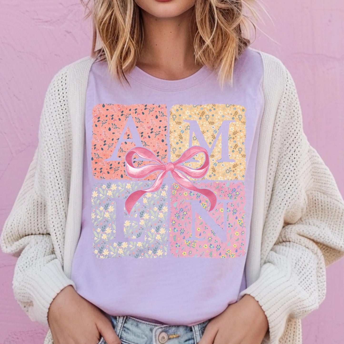 Comfort Colors Christian Shirt, Mama and Mini Shirt, Mommy Me Easter Shirt, Amen Shirt, Bow Shirt, Floral Christian Shirt, Mommy And Me